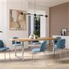 DEGHI Tavolo da pranzo 200x100 cm top effetto rovere gold 38 mm e gambe a U 5x5 in metallo cromo - Upton