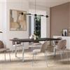 DEGHI Tavolo da pranzo 200x100 cm top effetto rovere grigio 38 mm e gambe a U 5x5 in metallo cromo - Upton