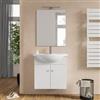 DEGHI Mobile bagno sospeso 60 cm con lavabo integrato e specchio bianco opaco - Benjo