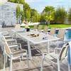 DEGHI Tavolo allungabile 220/314x100 cm in alluminio bianco con top effetto legno - Coby
