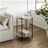 DEGHI Tavolino 43 cm con top effetto rovere moderno e gambe in acciaio nero - Broderick