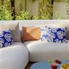 DEGHI Copricuscino decorativo da esterno 50x30 cm in poliestere idrorepellente blu motivo foglie - Pigmentia