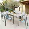 DEGHI Tavolo allungabile da esterno 170/265x100 cm in alluminio verde alloro con top effetto legno - Dylann