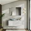 DEGHI Mobile bagno sospeso 100 cm bianco opaco cannettato con top e specchio - Konai