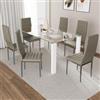DEGHI Set 6 sedie in similpelle fango con schienale alto e gambe cromo - Fenice