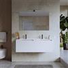 DEGHI Mobile bagno sospeso 120 cm bianco opaco con lavabo doppia vasca e specchio - Koda