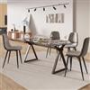 DEGHI Tavolo da pranzo 180x90 cm piano vetro 10 mm e base in acciaio bronzo - Masao XL