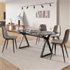 DEGHI Tavolo da pranzo 180x90 cm piano vetro 10 mm e base in acciaio nero - Masao XL