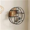 DEGHI Libreria sospesa rotonda 60 cm metallo nero e rovere chiaro - Gukrul