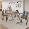 DEGHI Tavolo da pranzo 150x90 cm top ceramica 12 mm effetto travertino e base in acciaio - Masao