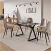 DEGHI Tavolo da pranzo 150x90 cm piano vetro 10 mm e base in acciaio nero - Masao