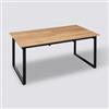 DEGHI Tavolo allungabile 160-200-240x90 cm in acciaio nero e top effetto rovere - Emyl