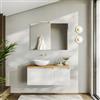 DEGHI Mobile bagno sospeso 100 cm bianco opaco cannettato con top rovere gold e specchio - Konai