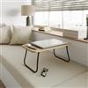 DEGHI Tavolino pieghevole 53x30 cm effetto rovere moderno e acciaio nero - Tesay