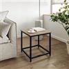 DEGHI Tavolino 45x45 cm effetto rovere selvatico e struttura in acciaio nero - Broderick