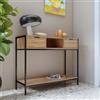 DEGHI Consolle 100x35 cm effetto rovere selvatico con 2 cassetti e vano a giorno - Lorim