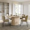 DEGHI Tavolo da pranzo 180x90 cm con top in pietra sinterizzata e base cannettata beige - Lenry