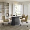 DEGHI Tavolo da pranzo 180x90 cm con top in pietra sinterizzata e base cannettata grigio - Lenry