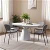 DEGHI Tavolo rotondo allungabile 100-156x90 cm con meccanismo girevole top in ceramica e base in metallo bianco - Mochi