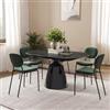 DEGHI Tavolo rotondo allungabile 100-156x90 cm con meccanismo girevole top in ceramica e base in metallo nero - Mochi
