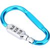 Tbest Blocco moschettone, 3 colori Borsa da viaggio Sicurezza bagagli Serratura a combinazione Chiusura a lucchetto del moschettone(blu)