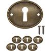 Fuxxer 6 x targhette antiche per chiavi, rosette per serrature, design in ottone, ovale, 37x29mm, set da 6 pezzi