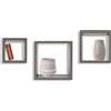 VESTIAMO CASA - Mensole cubo da parete colore grigio - set 3 pezzi