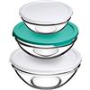 PASABAHCE - Set 3 Contenitori Snack con Coperchio - diametro 17/20/23 cm