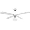 DICTROLUX - Ventilatore da soffitto Reversibile bianco con lampadario integrato 70 Watt