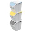 M-HOME - Pattumiera per la Raccolta Differenziata in plastica riciclata EcoSelect Bin 25 Litri Bianco - set 3 pezzi