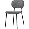 VESTIAMO CASA - Sedia da pranzo in tessuto Grigio Scuro con struttura in metallo Nero - h80x47x50 cm