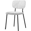 VESTIAMO CASA - Sedia da pranzo in tessuto Bianco con struttura in metallo Nero - h80x47x50 cm