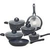 TOGNANA - Batteria Pentole 10 pezzi in alluminio Nero Linea Opal Black
