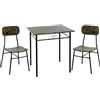 VESTIAMO CASA - Set Tavolo da pranzo 70x70 cm e 2 sedie in metallo e MDF Rovere Massello