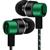 fiira Auricolari stereo in-ear con filo intrecciato, impermeabili, con cavo anti-groviglio, cuffie stereo in-ear in metallo per dispositivi con uscita audio da 11 mm