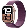 Apple Watch Series 10 GPS 42 mm Smartwatch con cassa in alluminio Oro rosa e Sport Loop Prugna - One Size. Fitness tracker, app ECG, display Retina always-on, resistente all'acqua