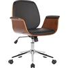 CLP Sedia Ufficio Kemberg in Similpelle Ergonomica I Seduta Comfort con Ruote Schienale E Braccioli I Altezza Regolabile E Sellino con Cuscino, Colore:Noce/Nero