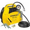 Stanley Compressore Aria Portatile 8 Bar - Compressore 8Bar Senza Olio con Attrezzi Pneumatici - Incl. Tubo dell'Aria da 3M, Pistola ad Aria con Manometro e 3 Ugelli - Giallo