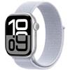 Apple Watch Series 10 GPS + Cellular 42 mm Smartwatch con cassa in alluminio Argento e Sport Loop Nuvola azzurra - One Size. Fitness tracker, app ECG, display Retina always-on, resistente all'acqua