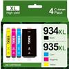 Coloran 934XL 935XL Cartucce Alta Capacità Compatibil per HP 934 XL 935 XL per Officejet Pro 6230 6830 6835 OfficeJet 6820 6220 6812 6815 (Nero Ciano Magenta Giallo, 4-Pack)