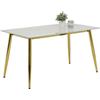 Hela Tische Xenia Tavolo da pranzo, con finiture effetto marmo, pietra sinterizzata bianca, struttura in metallo oro cromato, da 140 x 80 cm
