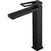 SHUNLI Rubinetto da bagno nero miscelatore per lavabo alto grande,Design creativo moderno rubinetto monoforo,Ottone puro,Nero opaco