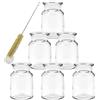 mikken Bottiglie in vetro vintage - vasi da tavolo decorativi in stile retrò - Set da 6 pezzi con spazzola per bottiglie - 6 piccoli vasi in vetro da 9 cm con spazzola per bottiglie