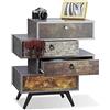 Relaxdays Mobiletto vintage 4 cassetti cassettiera originale effetto cemento tiretti con motivo HLP: 68x60x40 cm, grigio