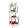 Relaxdays Scaffale da Bagno, 4 Ripiani, Libreria Mobiletto Salvaspazio, Cucina & Salotto, 98,5x34,5x36, Bianco/Naturale
