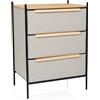 hjh LIVING Cassettiera con 3 cassetti in tessuto STUVAR 58x39x79cm Organizzatore con maniglie in legno, mobile laterale con struttura in metallo, tortora