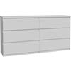 Forte Chelsea 150 160 - Cassettiera moderna con 6 cassetti, credenza moderna, camera da letto, soggiorno, in legno, bianco, 154 cm di larghezza x 79,9 cm di altezza x 42,2 cm di profondità