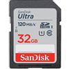 SanDisk Ultra 32GB SDHC Memory Card, Up to 120 MB/s, Class 10, UHS-I, V10, Confezione da 3
