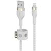 Belkin BoostCharge Pro Flex Cavo intrecciato da USB Type A a Lightning (2 m), cavo di ricarica certificato MFi, per iPhone 14/14 Plus, 13, 12, Pro, Max, mini, SE, iPad e altri - Bianco