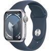 Apple Watch Serie 9 GPS 41mm Alluminio Silver con cinturino Sport Band Blue Sto